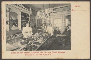 Ansichtskarte „Gruss aus der Bäckerei, Conditorei und Café“, Friesenstraße