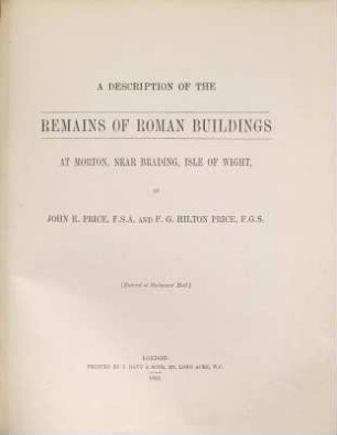 A description of the remains of Roman buildings at Morton : near Brading, Isle of Wight