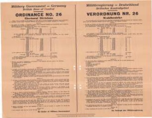 Verordnung Nr. 26 der Militärregierung Deutschland, Britisches Kontrollgebiet - Wahlbezirke