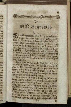 Der weise Hausvater.