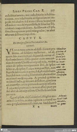Caput X. De omnipraesentia Dei totaliter incarnati