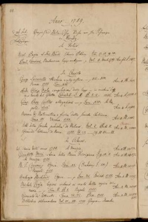 Verzeichnis Italienischer Bücher von Hhn Schweiger in Venedig.