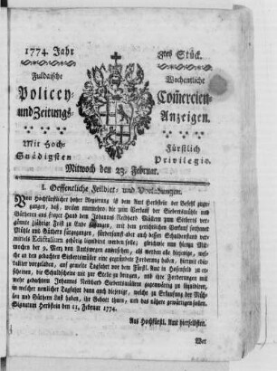 8tes Stück., Ausgabe vom 23. Februar 1774