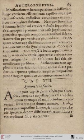 Cap. XIII.: Symmetria Faciei