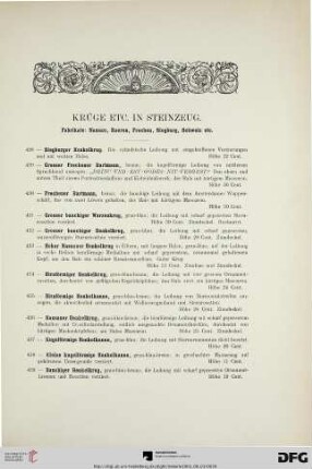Krüge etc. in Steinzeug (Nr. 428-499)