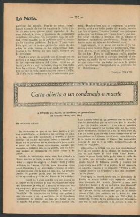 Carta abierta a un condenado a muerte