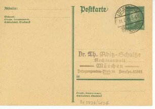Korrespondenz von Helene Voigt-Diederichs an Thaddäus Abitz-Schultze