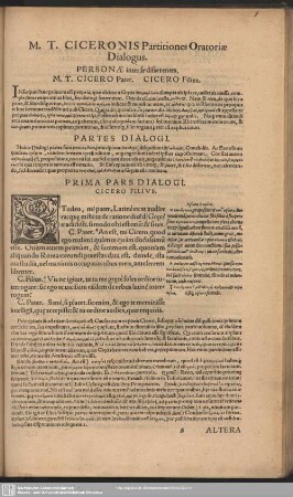 M. T. Ciceronis Partitiones Oratoriae Dialogus