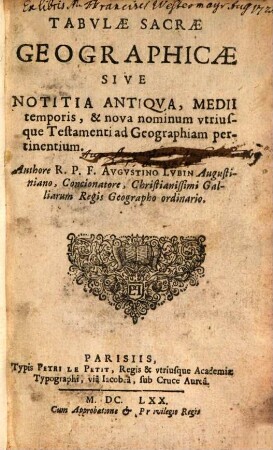 Tabulae sacrae geographicae et chronologicae