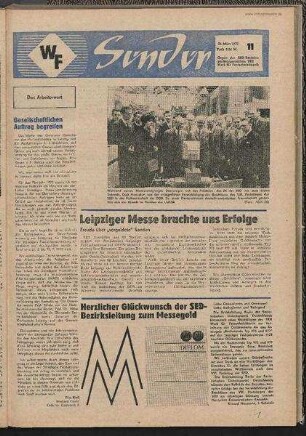 Betriebszeitung 'WF-Sender', Nr.11/1972 (24. März 1972)