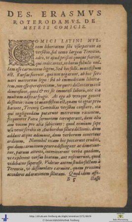 Desiderius Erasmus Roterodamus De Metris Comicis