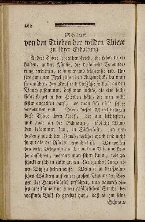 Schluß von den Trieben der wilden Thiere zu ihrer Erhaltung