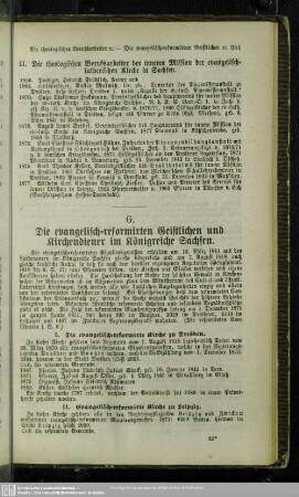 G. Die evangelisch-reformirten Geistlichen und Kirchendiener im Königreiche Sachsen