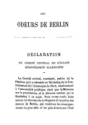 Déclaration du comité central de l'église evangélique allemande