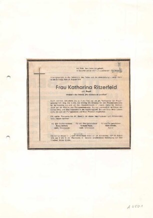 Ritzerfeld, Katharina geb. Begaß