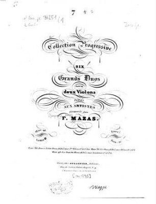 Six grands duos : pour 2 violons ; op. 41 ; liv. 1 u. 2 ; lettre D, 1. - Vl 1, 2 (je 16 S.). - Pl.Nr. AA.227