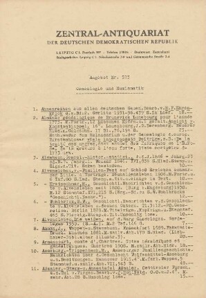 Nr. 523: Genealogie und Numismatik