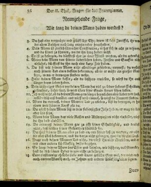 Neunzehende Frage, Wie lang du deinen Mann haben werdest?