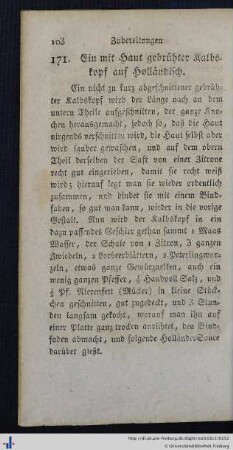 Zubereitungen von Kalbfleisch.