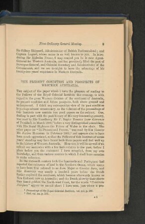 The Present Condition and Prospects of Western Australia. Sir Malcolm Fraser, K.C.M.G.