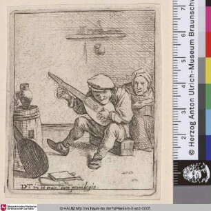 [Ein Bauer auf einem hölzernen Block sitzend; Peasant Seated on a Wooden Block]