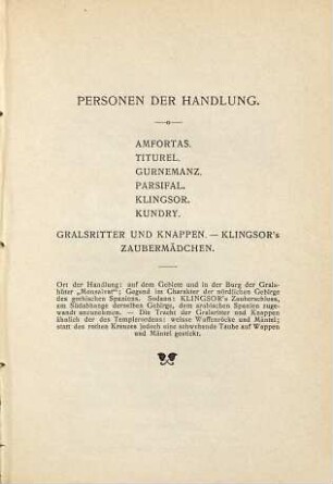 Parsifal : ein Bühnenweihfestspiel
