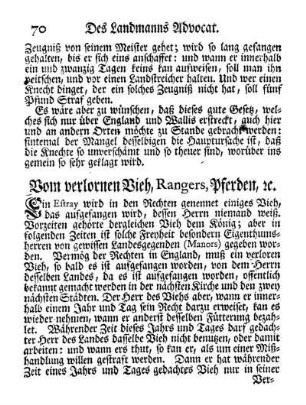 Vom verlornen Vieh, Rangers, Pferden usw.