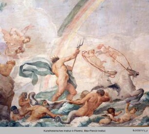 Triumph der Venus und Neptun mit den Tritonen sowie Putten - stanza col affresco trionfo della Venere e tritoni e putti