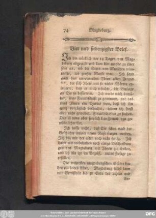 Vier und siebenzigster Brief.