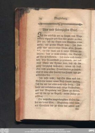 Vier und siebenzigster Brief.