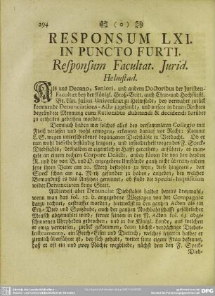 Responsum LXI. In Puncto Furti