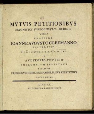 De Mutuis Petitionibus
