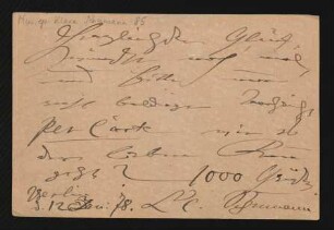 Postkarte an Wilhelm Engelmann : 12.01.1878