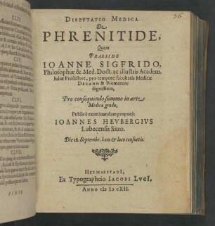 Theses Medicae De Phrenitide