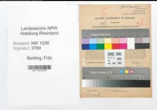 Entnazifizierung Fritz Bertling , geb. 31.03.1896 (Lokfuehrer)