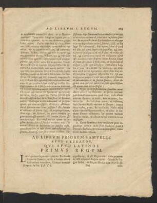 Ad Librum Priorem Samuelis Apud Hebraeos, Qui Apud Latinos Primus Regum