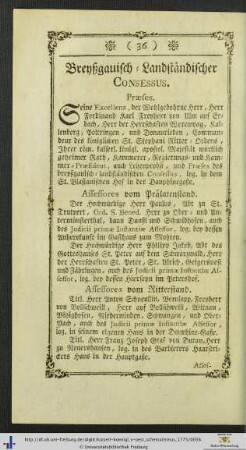 Breyßgauisch-Landständischer Consessus.