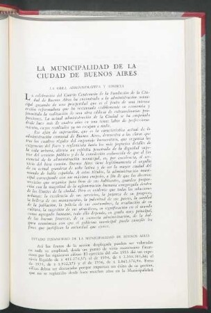 Estado financiero de la municipalidad de Buenos Aires