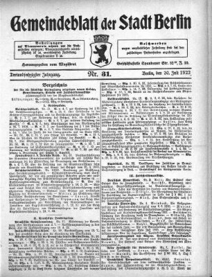 1922,31: Nr. 31, 30. Juli 1922