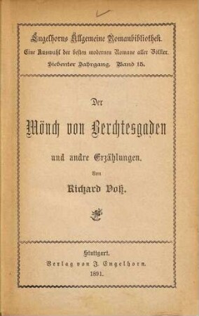 Der Mönch von Berchtesgaden und andre Erzählungen