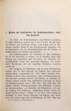 Anfechtung von Rechtshandlungen der Schuldner in und außer dem Konkurse