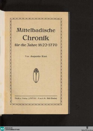 Mittelbadische Chronik für die Jahre 1622 - 1770