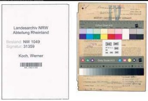 Entnazifizierung Werner Koch , geb. 11.10.1896 (Lehrer)
