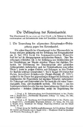 Die Bekämpfung des Kettenhandels.