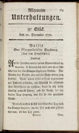 97 Stück. den 12. December 1770.