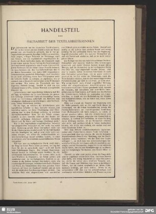 Handelsteil, Hausarbeit der Textilarbeiterinnen