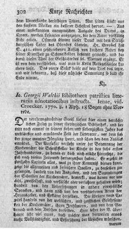 Bibliotheca patristica litterariis adnotationibus instructa.