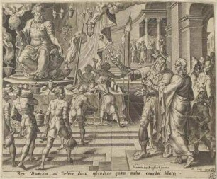 "Daniel und Cyrus vor dem Götzenbild des Bel" (historischer Titel), Blatt 2 aus der Folge "Die Geschichte von Daniel, Bel und dem Drachen"