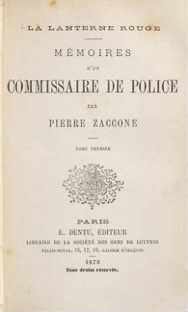 La lanterne rouge : Mémoires d'un commissaire de police, 1