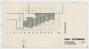 Haus Lietzenburg Meineckestraße 11/ Lietzenburger Straße 60, Berlin-Wilmersdorf: Grundriss 3.-6. Obergeschoss 1:200